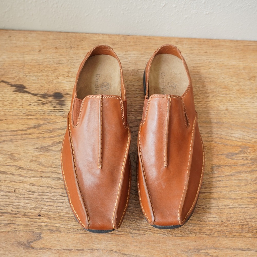 Cole Haan Nike Air Men's Size 11 Loafers Tan Brown Leather Slip On Square Toe